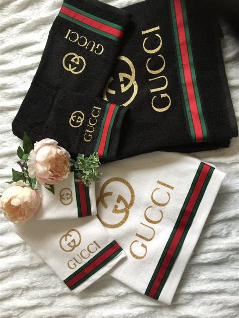 gucci flower vase|Gucci bath towels and rugs.